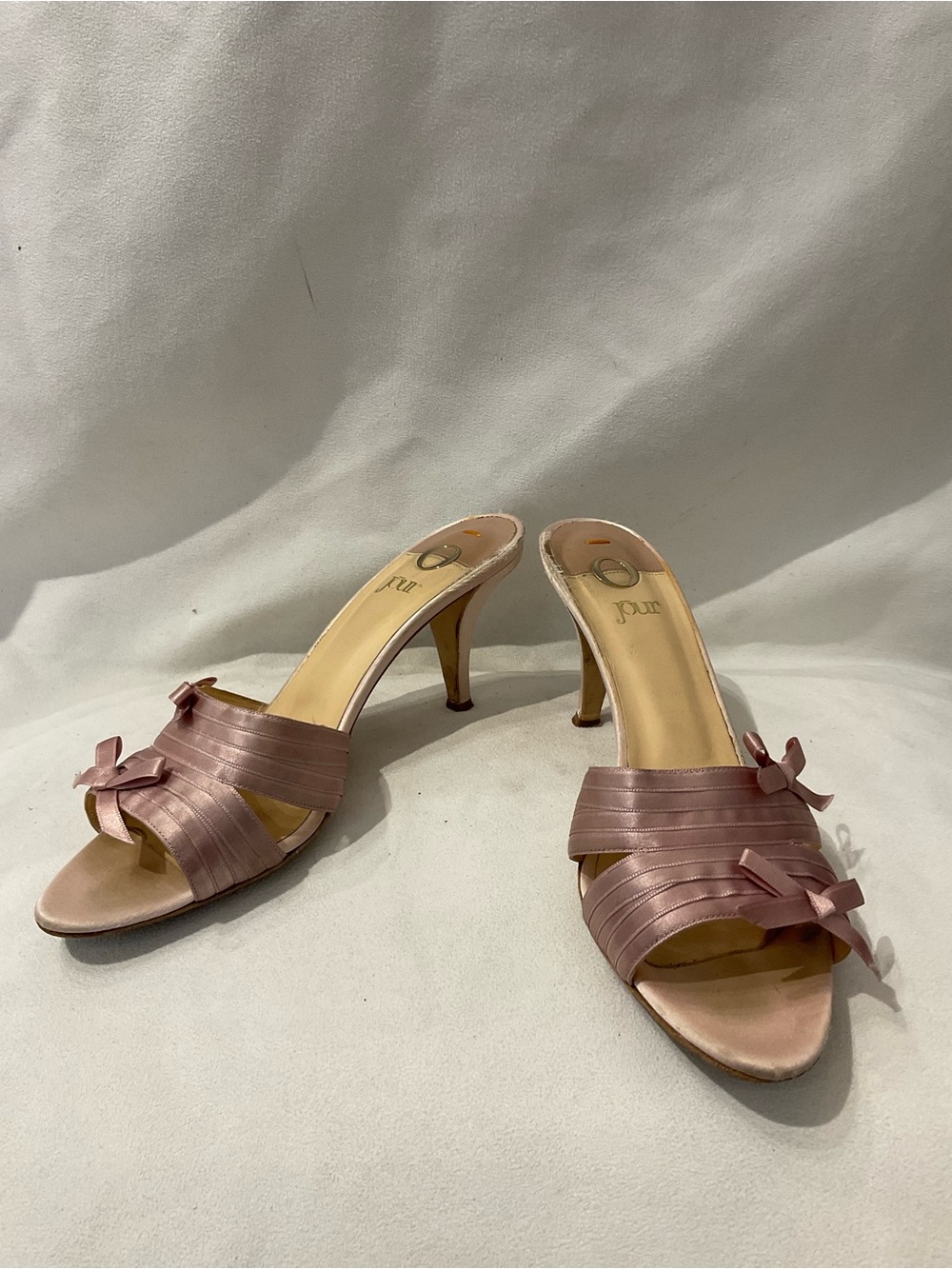 Du Jour Pink Satin Mule Heels - Picture 5 of 7